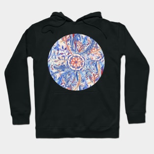 Boho Flower Burst in Red and Blue Hoodie